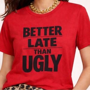 Red Short Sleeve graphic Tee with funny quote